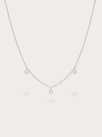 Floating Mois Trio Necklace S925 Silver Rhodium (1) – Mondays Made Flower & Birthstone Jewelry Singapore