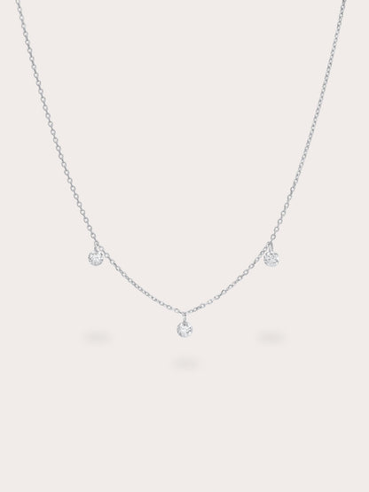 Floating Mois Trio Necklace S925 Silver Rhodium (1) – Mondays Made Flower & Birthstone Jewelry Singapore