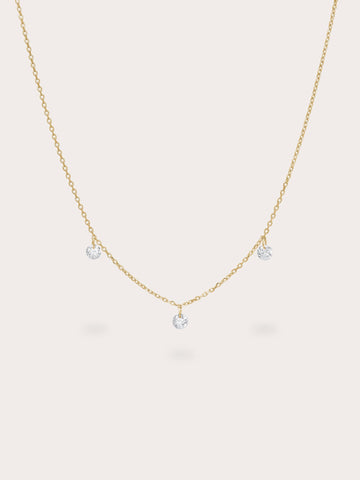 Floating Mois Trio Necklace 18K Gold (1) – Mondays Made Flower & Birthstone Jewelry Singapore