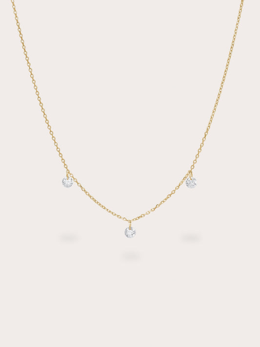 Floating Mois Trio Necklace 18K Gold (1) – Mondays Made Flower & Birthstone Jewelry Singapore