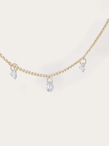Floating Moissanite Trio Necklace