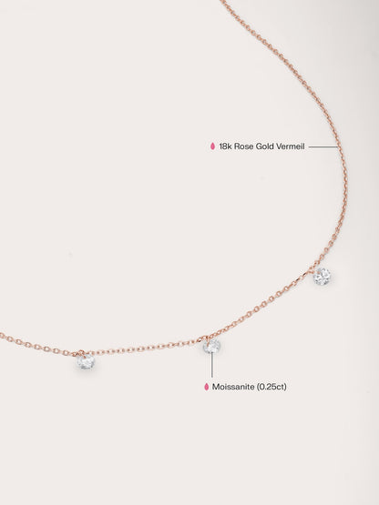 Floating Mois Trio Necklace 18K Rose Gold (3) – Mondays Made Flower & Birthstone Jewelry Singapore