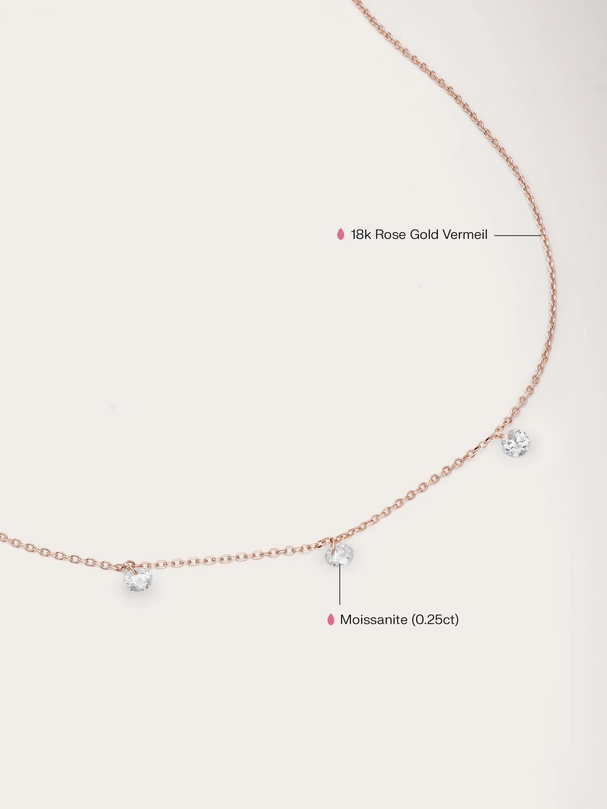 Floating Moissanite Trio Necklace