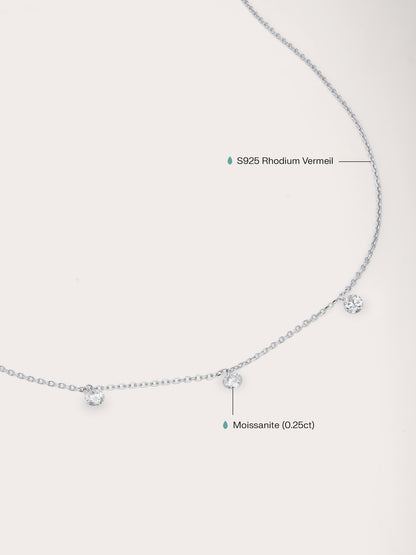 Floating Mois Trio Necklace S925 Silver Rhodium (3) – Mondays Made Flower & Birthstone Jewelry Singapore