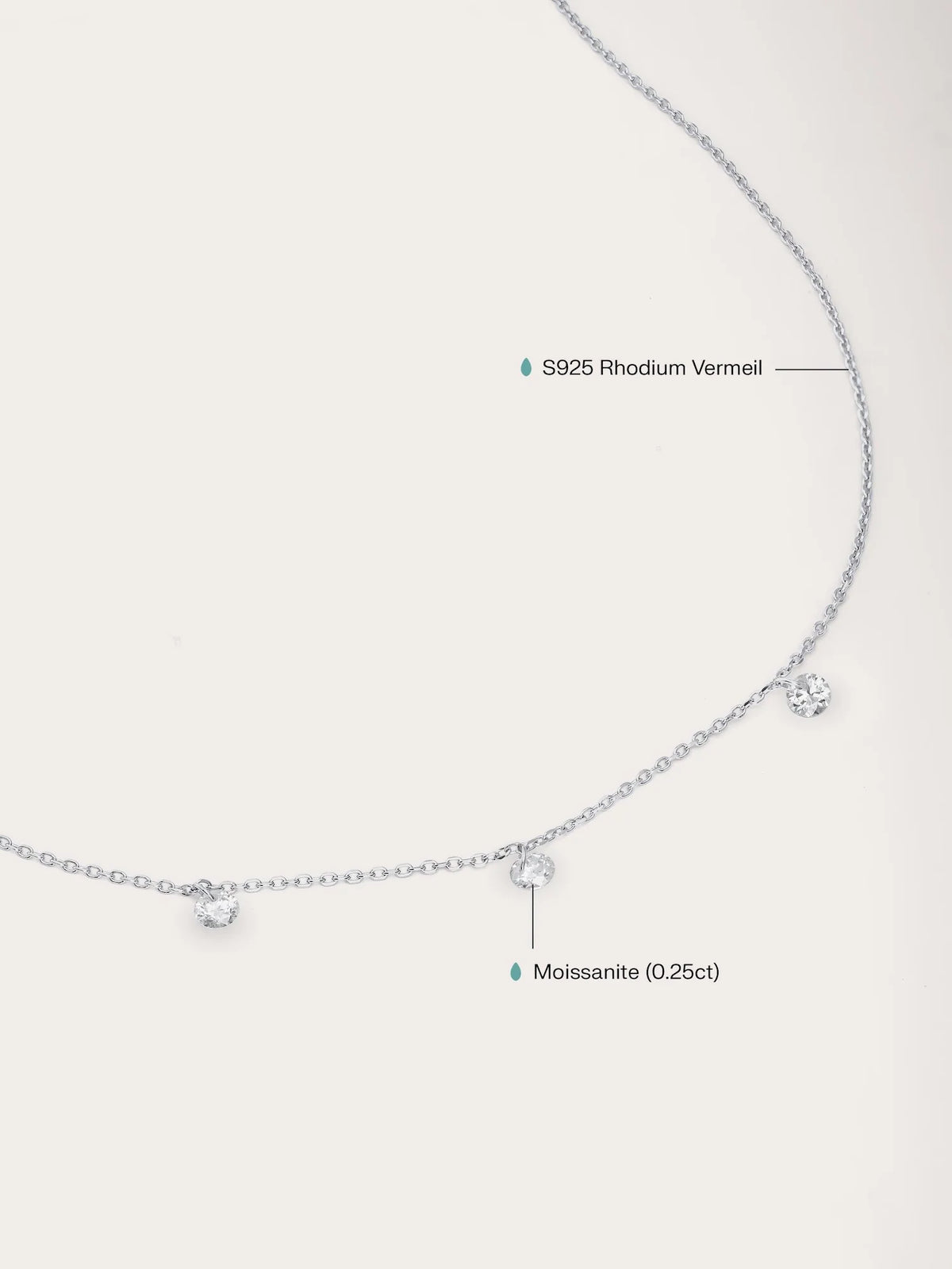 Floating Moissanite Trio Necklace
