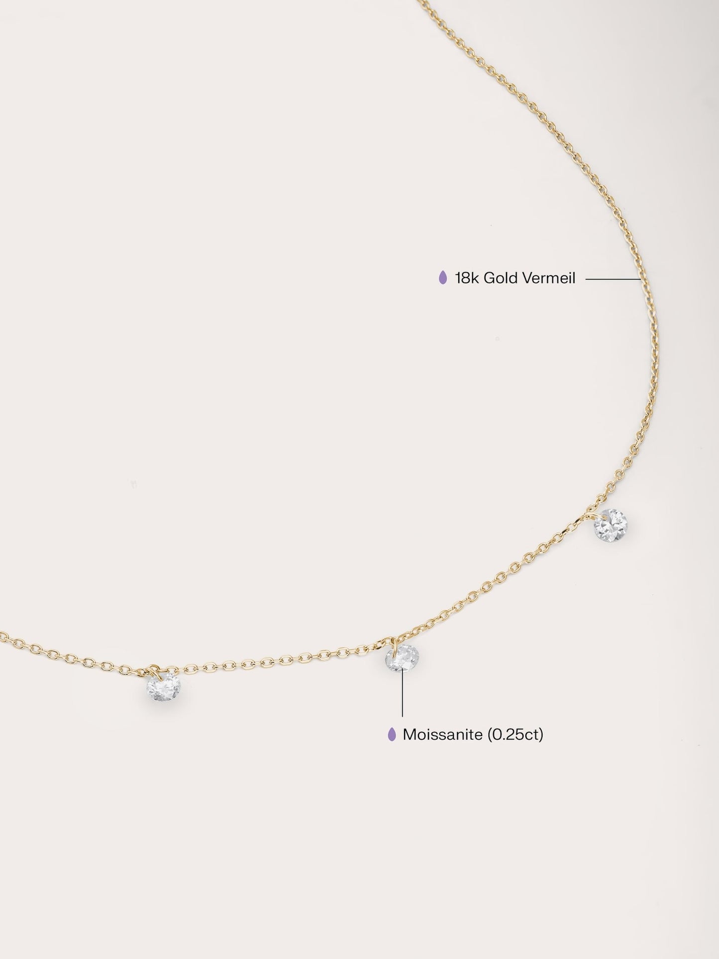 Floating Moissanite Trio Necklace