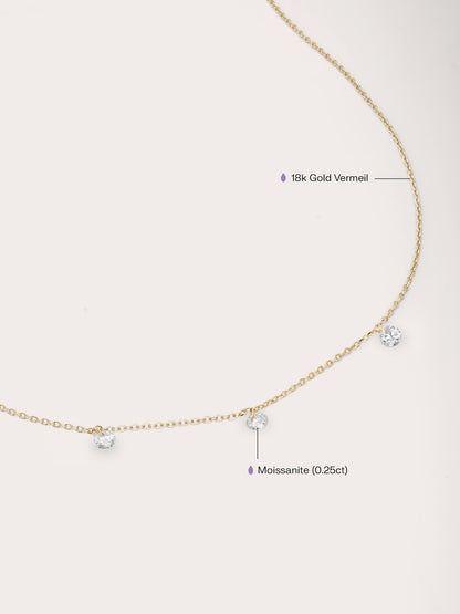 Floating Mois Trio Necklace 18K Gold (3) – Mondays Made Flower & Birthstone Jewelry Singapore