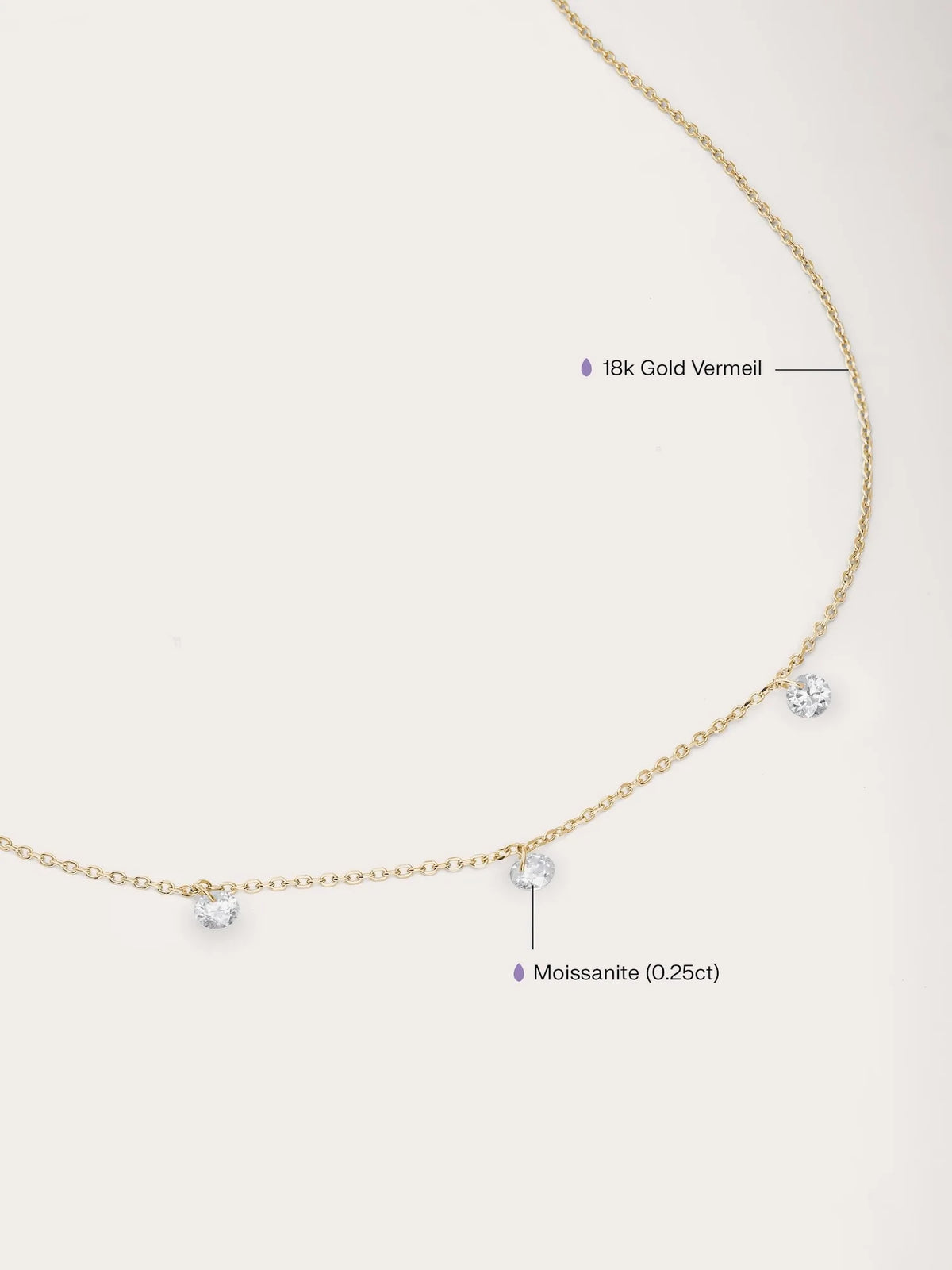 Floating Moissanite Trio Necklace