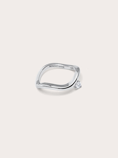 Floating Mois Wave Ring Down S925 Silver Rhodium – Mondays Made Flower & Birthstone Jewelry Singapore