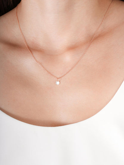 Floating Moissanite Necklace 0.5ct 18K Rose Gold (2) – Mondays Made Flower & Birthstone Jewelry Singapore