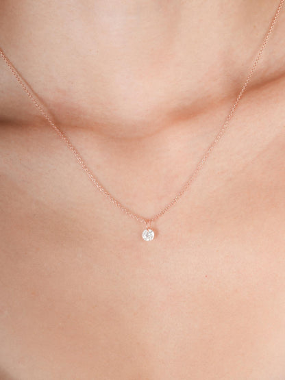 Floating Moissanite Necklace 0.5ct 18K Rose Gold (3) – Mondays Made Flower & Birthstone Jewelry Singapore