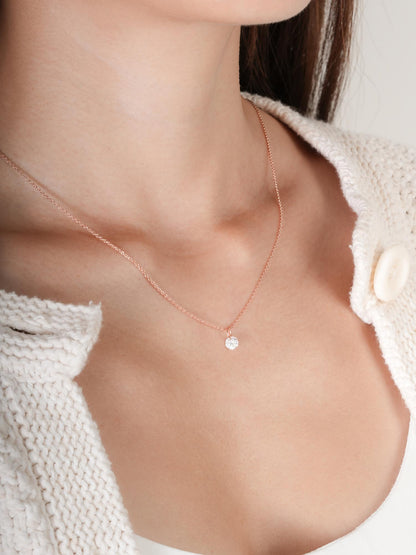 Floating Moissanite Necklace 0.5ct 18K Rose Gold (1) – Mondays Made Flower & Birthstone Jewelry Singapore