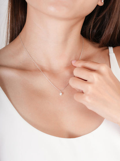 Floating Moissanite Necklace 0.5ct S925 Silver Rhodium (2) – Mondays Made Flower & Birthstone Jewelry Singapore