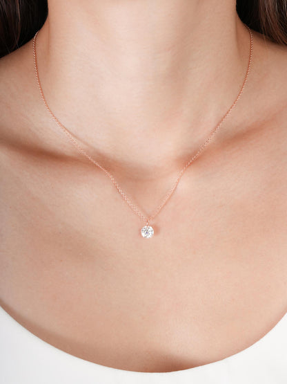 Floating Moissanite Necklace 1ct 18K Rose Gold (2) – Mondays Made Flower & Birthstone Jewelry Singapore