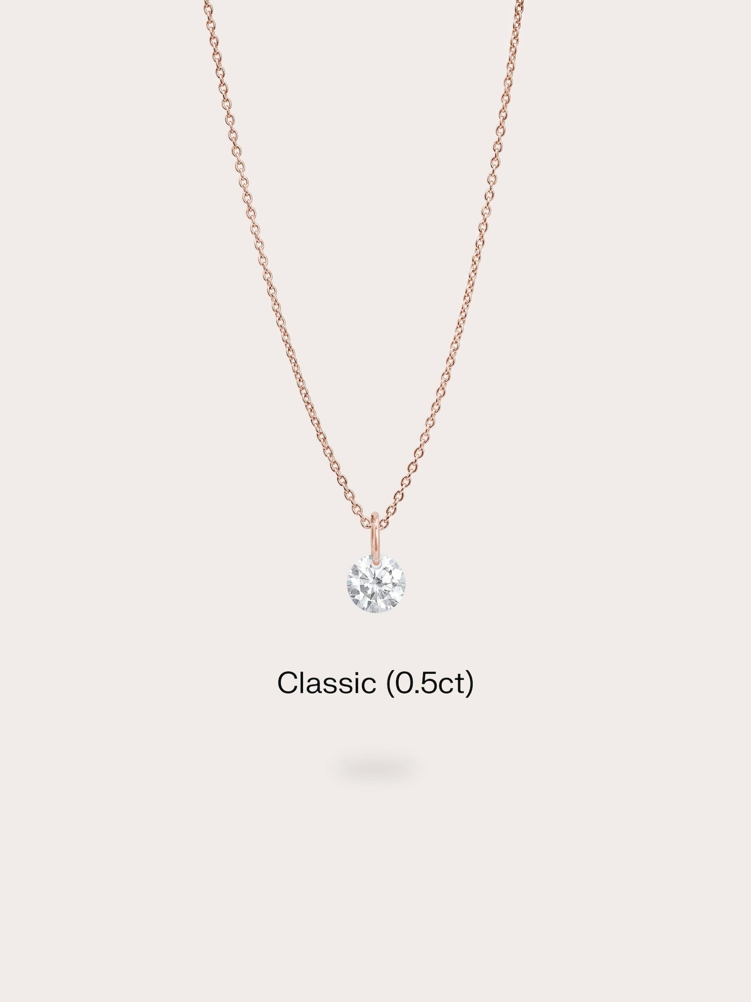 Floating Moissanite Necklace (0.5ct) in 18k Rose Gold Vermeil from Mondays Made