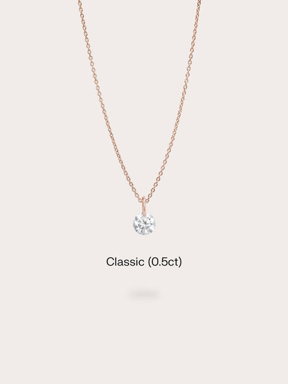Floating Moissanite Necklace 18K Rose Gold (1) – Mondays Made Flower & Birthstone Jewelry Singapore