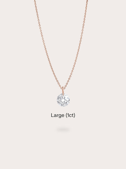 Floating Moissanite Necklace 18K Rose Gold (4) – Mondays Made Flower & Birthstone Jewelry Singapore