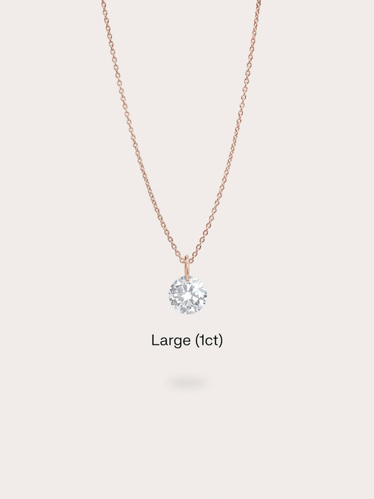 Floating Moissanite Necklace 18K Rose Gold (4) – Mondays Made Flower & Birthstone Jewelry Singapore