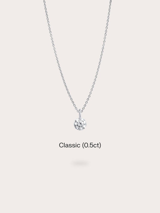 Floating Moissanite Necklace S925 Silver Rhodium (1) – Mondays Made Flower & Birthstone Jewelry Singapore