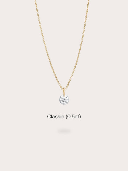 Floating Moissanite Necklace 18K Gold (1) – Mondays Made Flower & Birthstone Jewelry Singapore