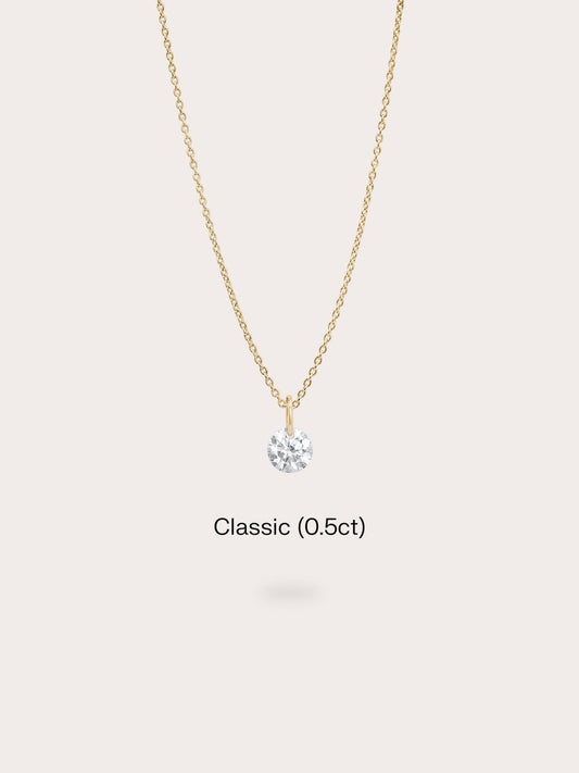 Floating Moissanite Necklace 18K Gold (1) – Mondays Made Flower & Birthstone Jewelry Singapore