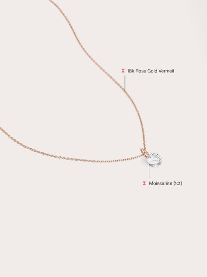 Floating Moissanite Necklace 18K Rose Gold (5) – Mondays Made Flower & Birthstone Jewelry Singapore