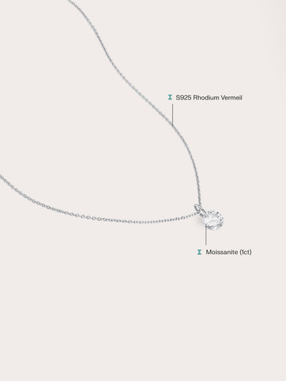 Floating Moissanite Necklace S925 Silver Rhodium (5) – Mondays Made Flower & Birthstone Jewelry Singapore