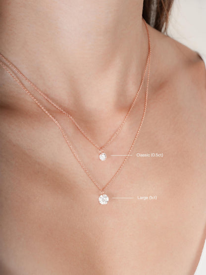 Floating Moissanite Necklace Comparison 18K Rose Gold (1) – Mondays Made Flower & Birthstone Jewelry Singapore