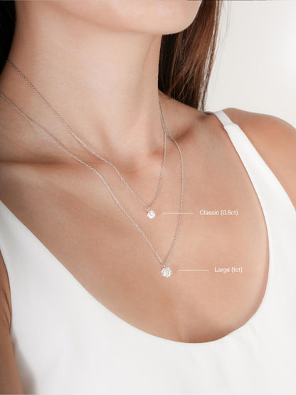 Floating Moissanite Necklace Comparison S925 Silver Rhodium (2) – Mondays Made Flower & Birthstone Jewelry Singapore
