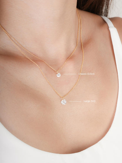 Floating Moissanite Necklace Comparison 18K Gold (2) – Mondays Made Flower & Birthstone Jewelry Singapore