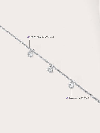 Floating Moissanite Trio Bracelet S925 Silver Rhodium (3) – Mondays Made Flower & Birthstone Jewelry Singapore