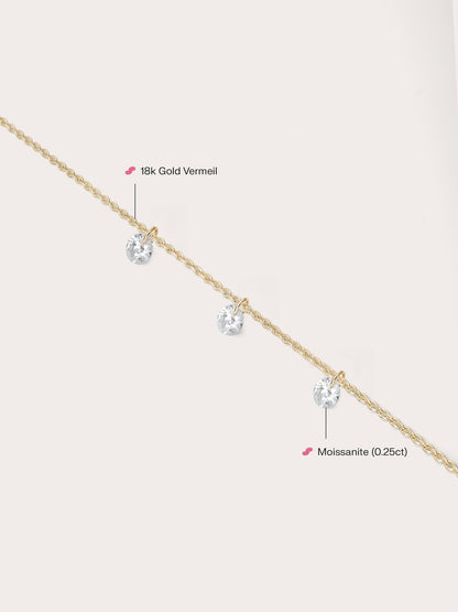 Floating Moissanite Trio Bracelet 18K Gold (4) – Mondays Made Flower & Birthstone Jewelry Singapore