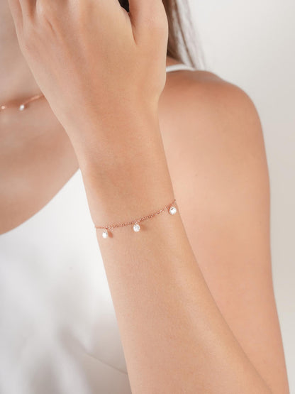 Floating Moissanite Trio Bracelet 18K Rose Gold (2) – Mondays Made Flower & Birthstone Jewelry Singapore