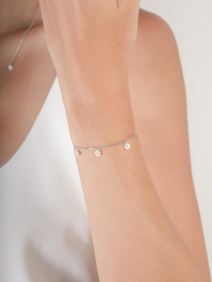 Floating Moissanite Trio Bracelet S925 Silver Rhodium (1) – Mondays Made Flower & Birthstone Jewelry Singapore