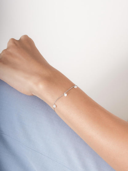 Floating Moissanite Trio Bracelet S925 Silver Rhodium (2) – Mondays Made Flower & Birthstone Jewelry Singapore
