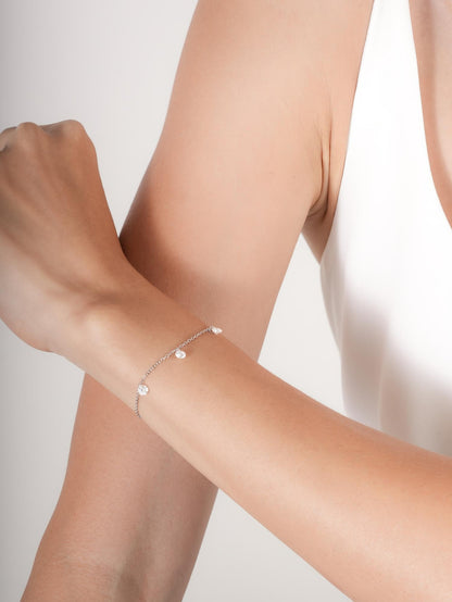 Floating Moissanite Trio Bracelet S925 Silver Rhodium (4) – Mondays Made Flower & Birthstone Jewelry Singapore