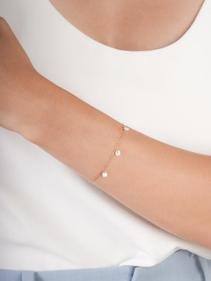 Floating Moissanite Trio Bracelet 18K Gold (2) – Mondays Made Flower & Birthstone Jewelry Singapore