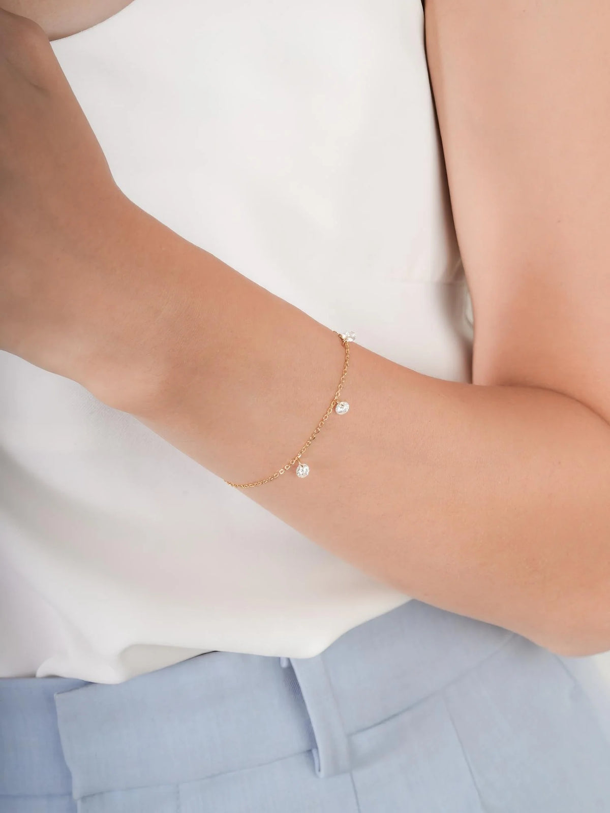 Floating Moissanite Trio Bracelet