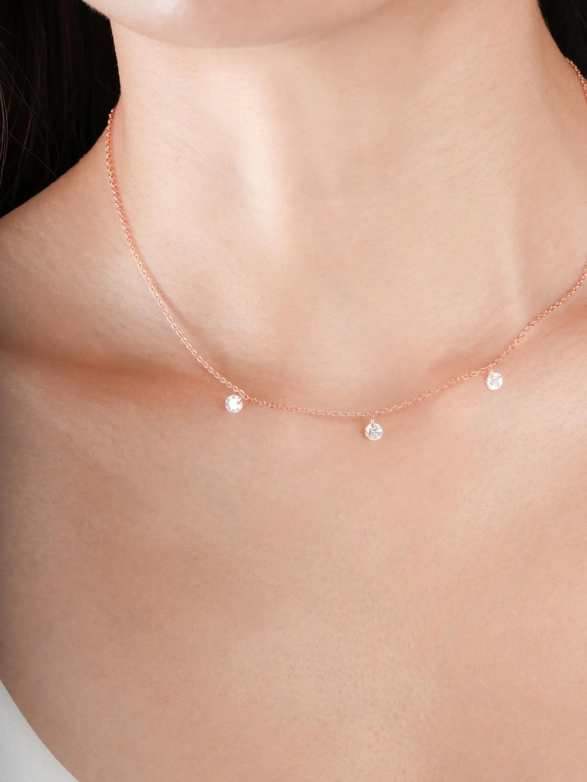 Floating Moissanite Trio Necklace