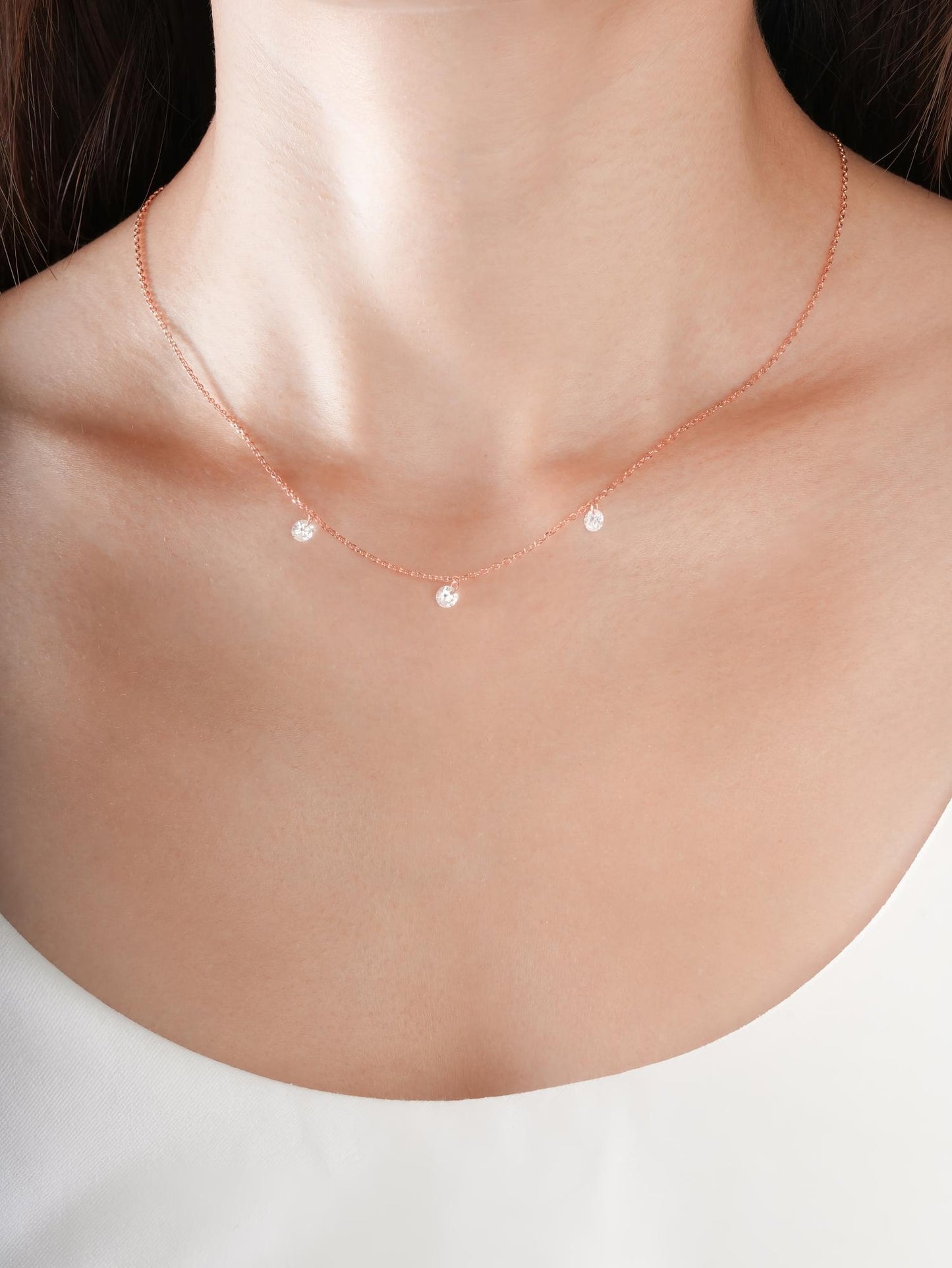 Floating Moissanite Trio Necklace