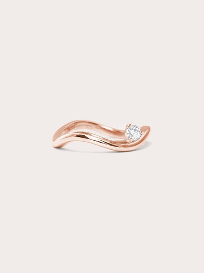 Floating Moissanite Wave Ring 18K Rose Gold Fronte – Mondays Made Flower & Birthstone Jewelry Singapore