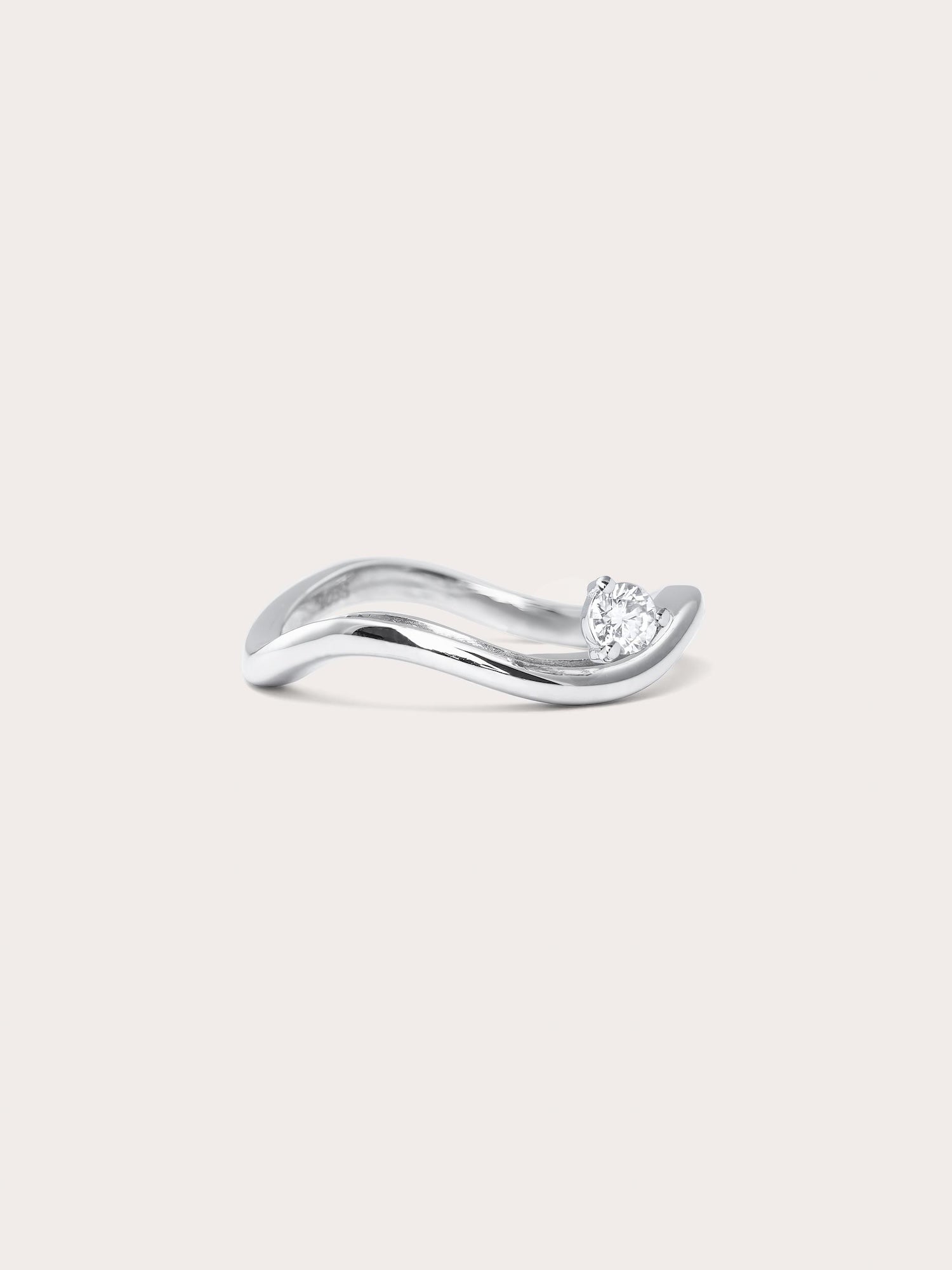 Floating Moissanite Wave Ring in S925 Rhodium Vermeil from Mondays Made
