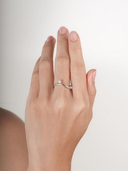 Floating Moissanite Wave Ring S925 Silver Rhodium (3) – Mondays Made Flower & Birthstone Jewelry Singapore