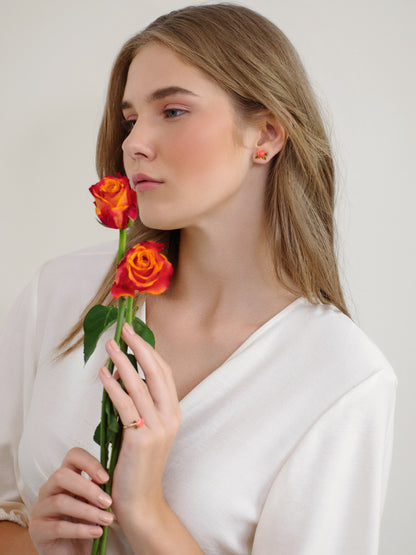 Girl Rose Earrings – Mondays Made Flower & Birthstone Jewelry Singapore