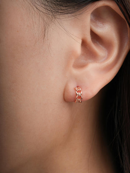 Halo Chain Hoop Earrings 18K Rose Gold (1) – Mondays Made Flower & Birthstone Jewelry Singapore
