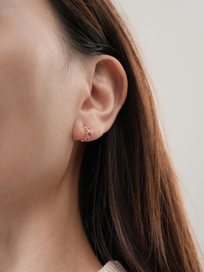 Halo Chain Hoop Earrings 18K Rose Gold (2) – Mondays Made Flower & Birthstone Jewelry Singapore