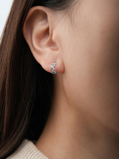 Halo Chain Hoop Earrings S925 Silver Rhodium (1) – Mondays Made Flower & Birthstone Jewelry Singapore