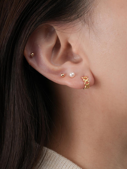 Halo Chain Hoop Earrings 18K Gold (2) – Mondays Made Flower & Birthstone Jewelry Singapore