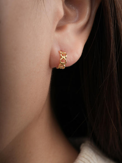 Halo Chain Hoop Earrings 18K Gold (1) – Mondays Made Flower & Birthstone Jewelry Singapore
