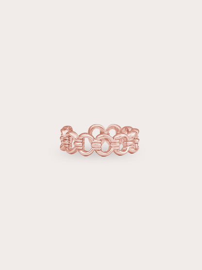 Halo Chain Ring 18K Rose Gold Close Up – Mondays Made Flower & Birthstone Jewelry Singapore
